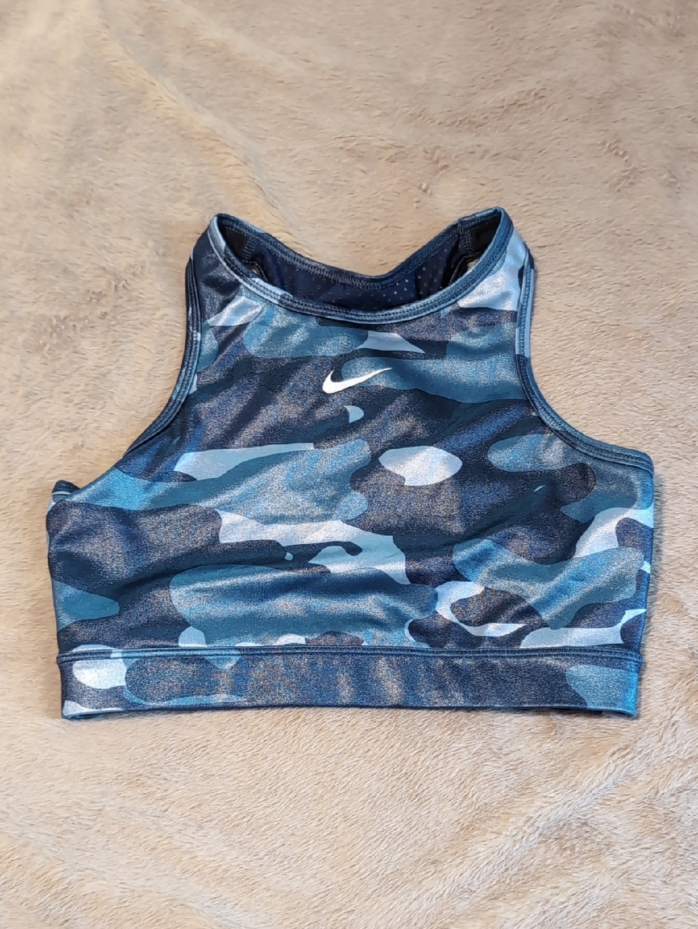 Nike Blue Camouflage Racerback Sports Bra